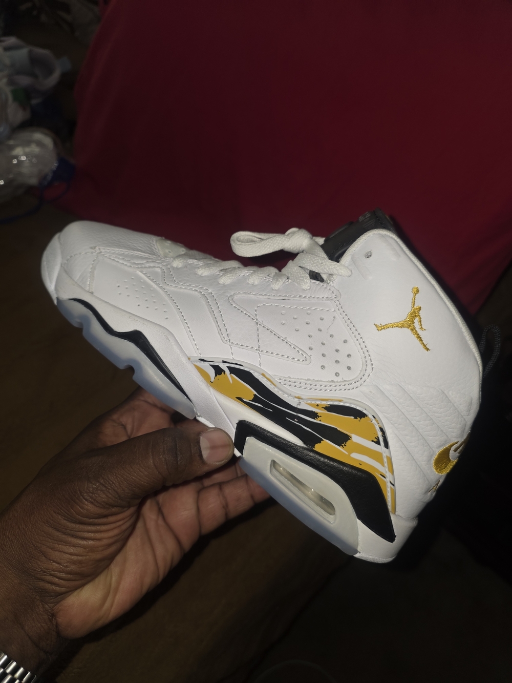 Jordan Kids' White, Black & Yellow High-Top Sneakers